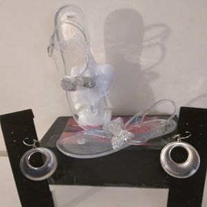 Clear silver sandals